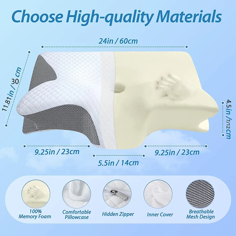 Ergonomic Neck Pillow w/ Memory Foam